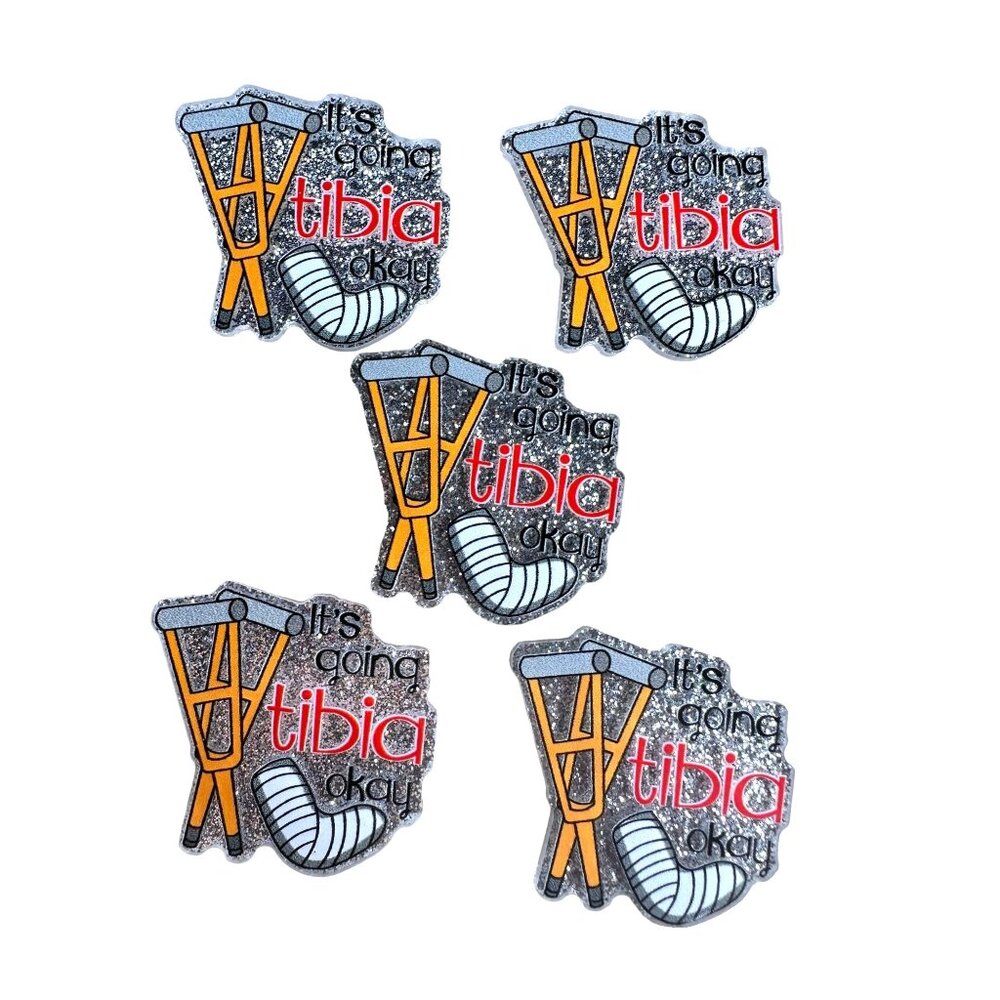 10 pc glitter RN Nurse Orthopedics acrylic flat back charm for badge reels keyri